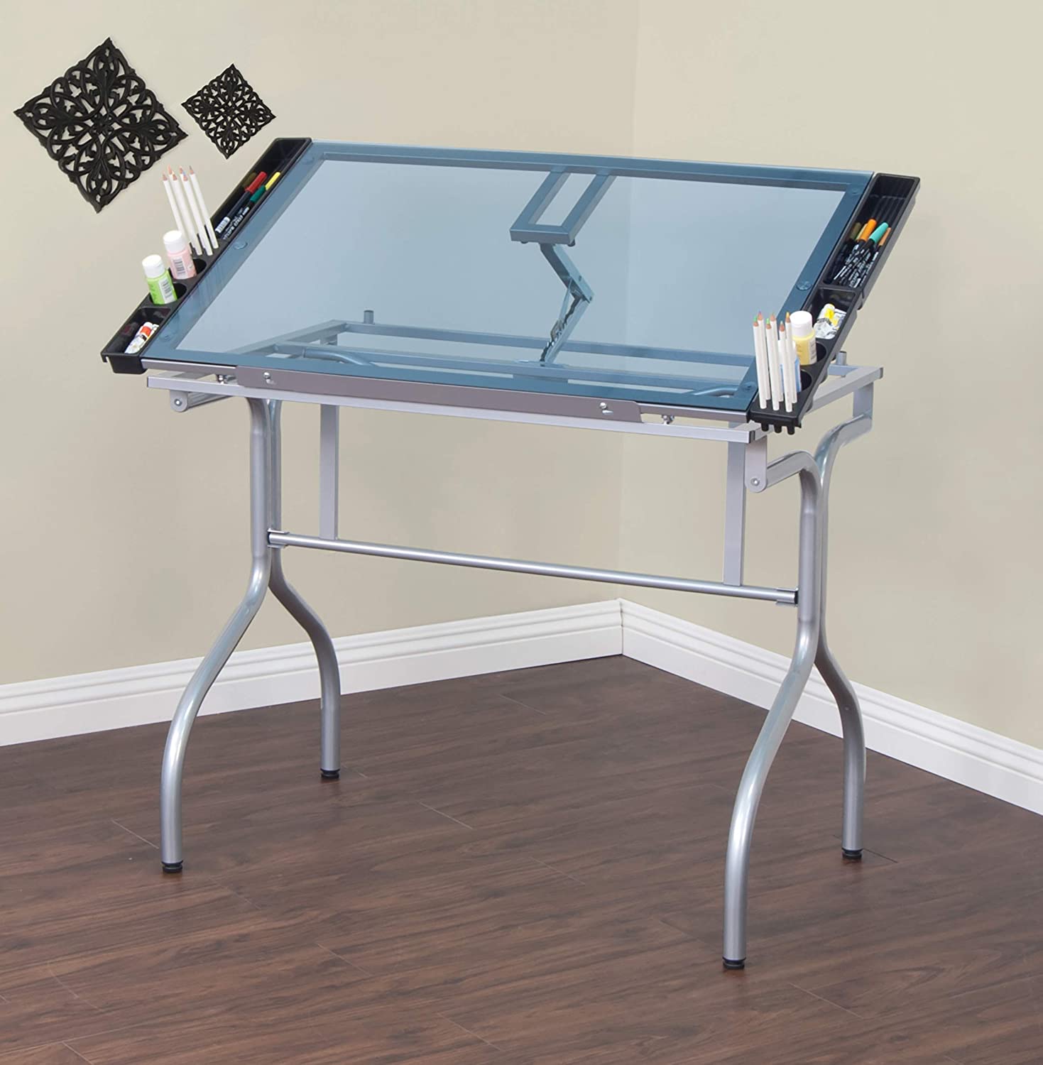 Folding Modern Glass adjustable desk